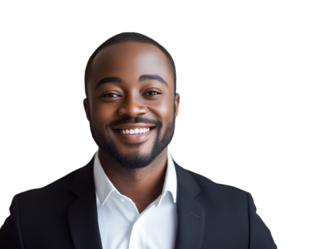 portrait of a smiling businessman isolated on transparent background