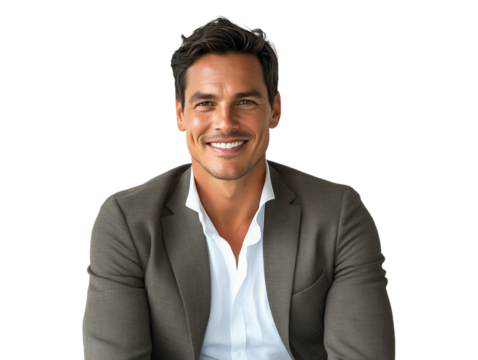portrait of a smiling businessman isolated on transparent background