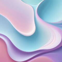Abstract soft fluid waves featuring smooth pastel gradients, AI generated