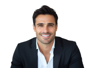 portrait of a smiling businessman isolated on transparent background