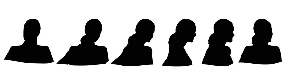 Conceptual human head isolated on white background as abstract avatar as a set or collection banner for social design concept. Human closeup anonymous faces head shot for human character illustration