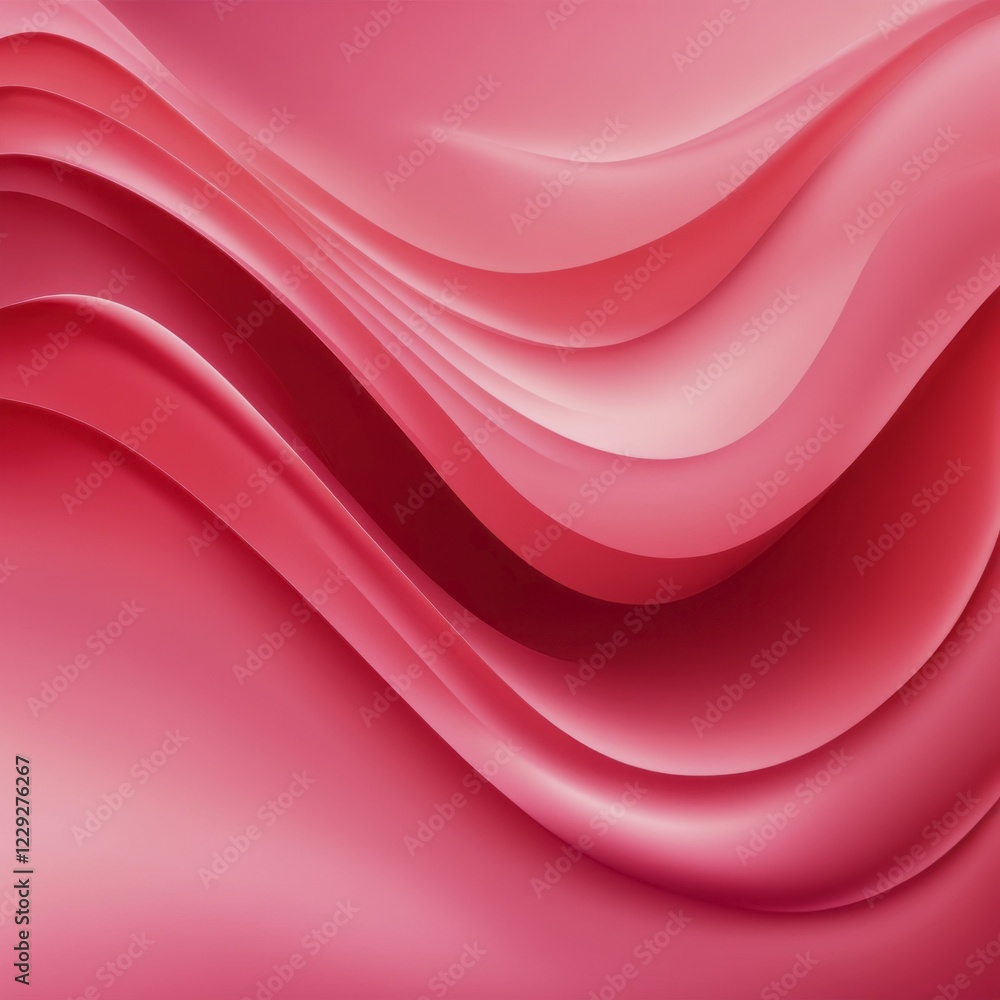 Aufkleber wavy red and pink abstract art featuring smooth gradient transitions and flowing shapes, ai generate