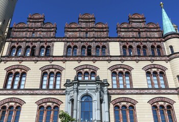 Terracotta facade from Schwerin Castle, Schwerin, Mecklenburg-Western Pomerania, Germany, Europe