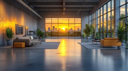 Bright open office environment showcasing advanced equipment and sleek design, 8K high resolution with copy space