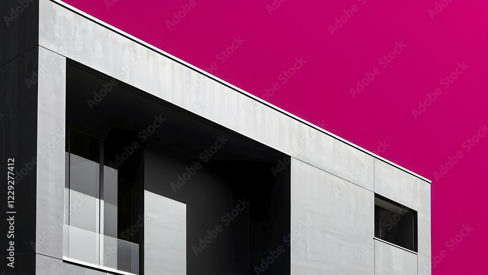 Aufkleber ai generated minimalistic architecture house design in monochrome grey structure with vibrant magent