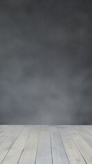 Fototapeta premium Grey Background with White Wooden Floor: A Simple Studio Setup
