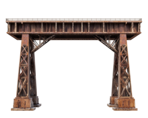 railway bridge with towering metal beams, showcasing impressive industrial architecture and weathered textures. This structure stands as testament to engineering and design