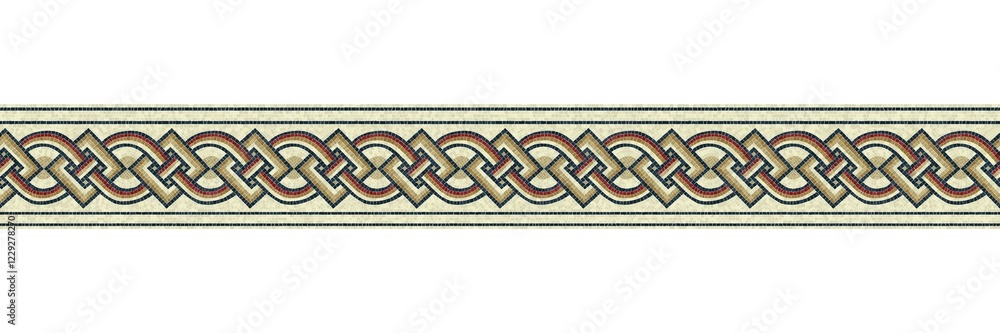 Poster horizontal border mosaic tiles, vector pattern