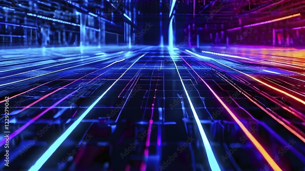 Poster ai generated laser lines intertwining intersecting overlapping each other