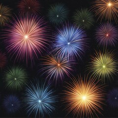 Fototapeta premium Numerous colorful fireworks illuminating the night sky, creating a festive atmosphere, AI generated
