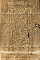 Ornate Door at Kunya-Ark Fortress, Kuhna Ark Citadel, Khiva, Uzbekistan, Asia
