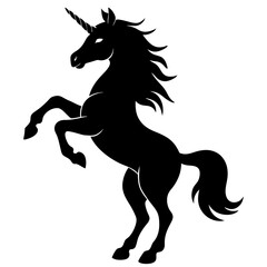 Wild horse black silhouette flat vector illustration 