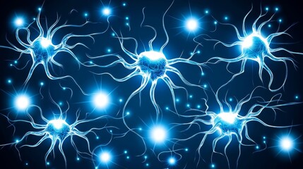 Fototapeta premium Glowing Abstract Network with Nodes and Lines Connected, Vector, Blue Palette Illustration