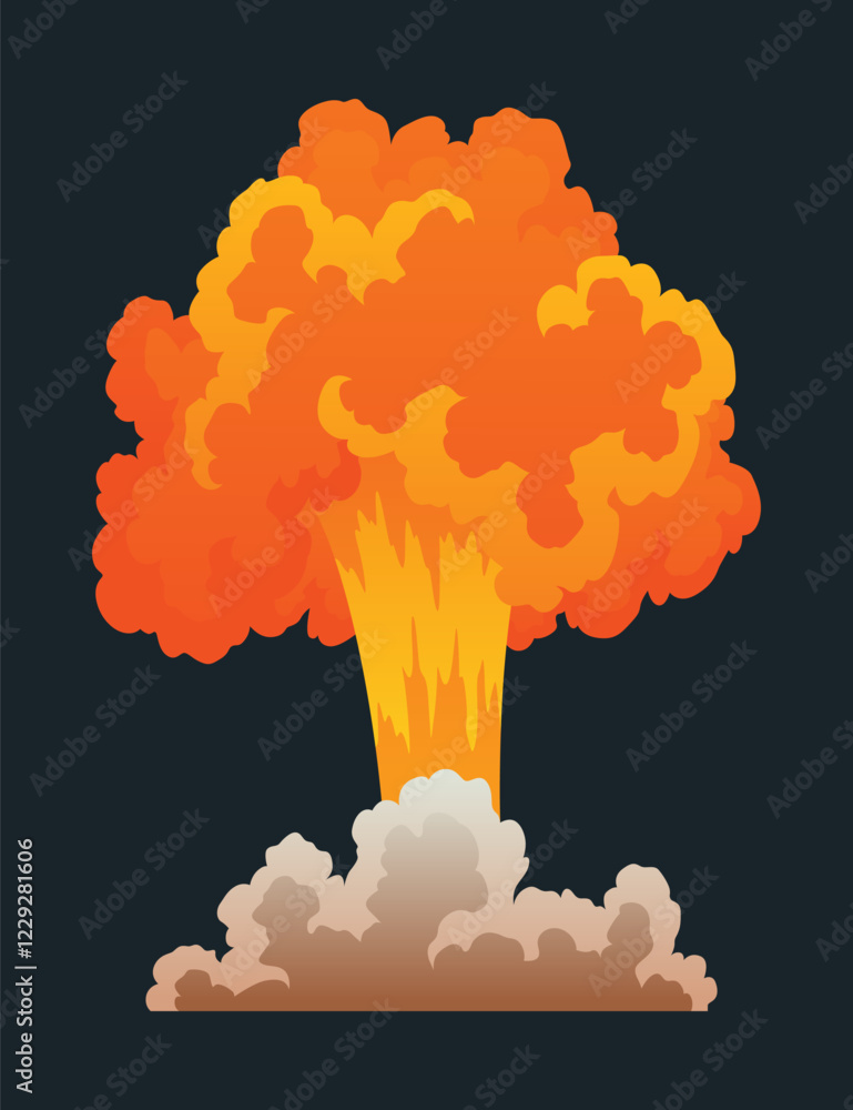 Poster explosion animation. animation for game of the explosion effect. cartoon animation for game. explodi