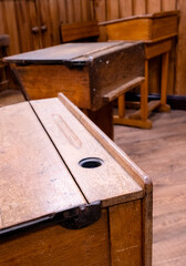 Vintage Classroom Desks With Inkwell Space