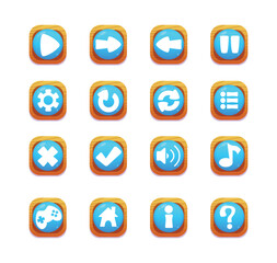 Game UI icons. Mobile application or game interface elements. Cartoon colorful design. Stickers or labels for user interface