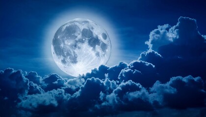 Night sky with full bright moon in the clouds. Night sky with super blue moon in the clouds 