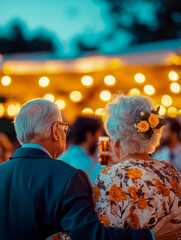 Obraz premium A man and a woman standing next to each other at a party