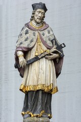 Obraz premium Colored sculpture of St. Nepomuk, Baden-Württemberg, Germany, Europe