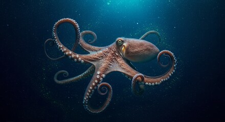 Majestic Octopus Underwater: A Stunning Portrait of Cephalopod Elegance in the Deep Blue Ocean