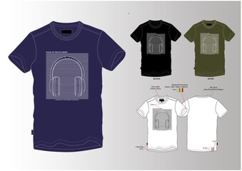 Headset Graphic Tees Template With Combo Colour © Iwan