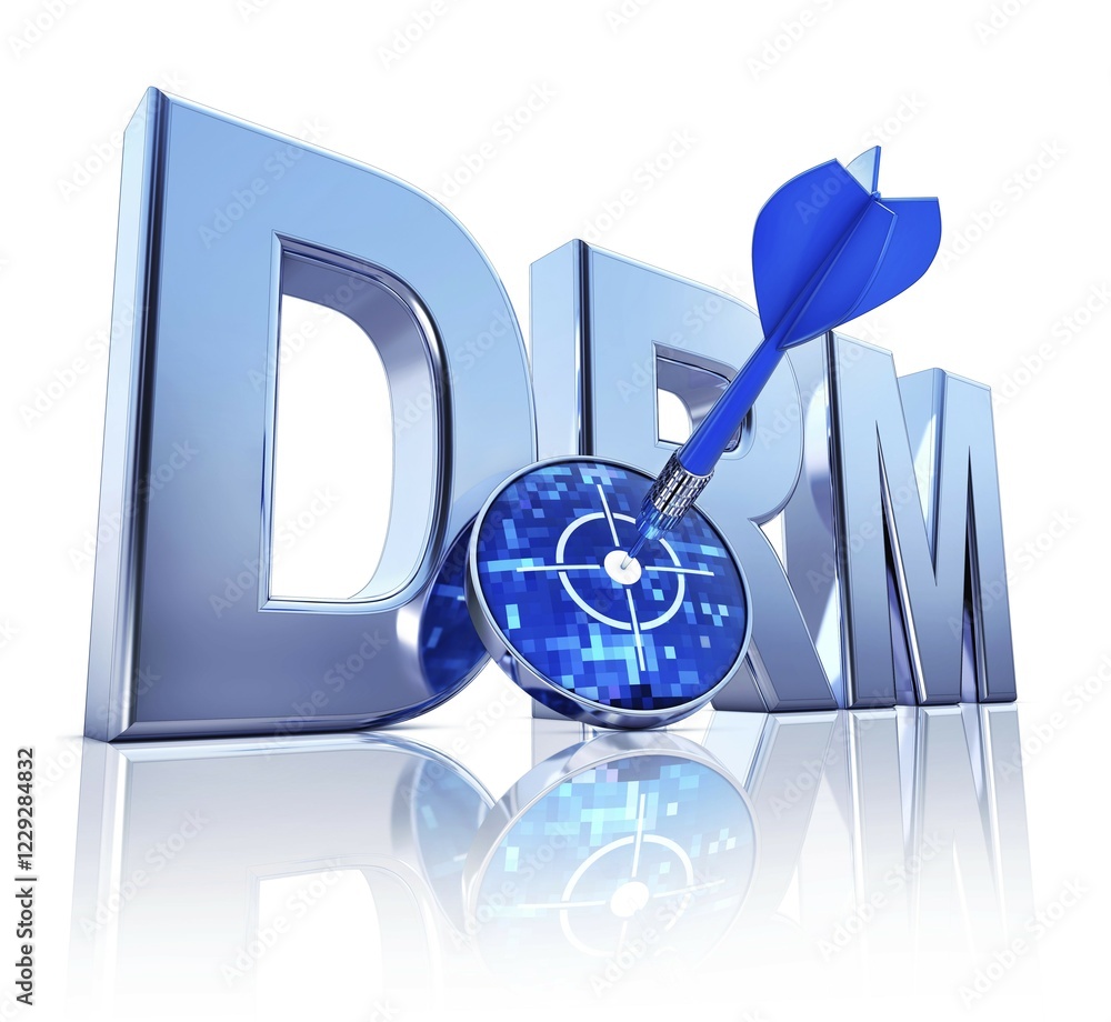 Poster 3d rendering of an drm symbol