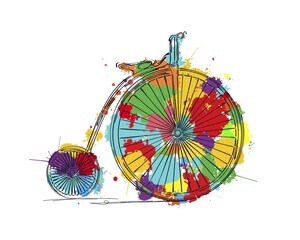 Penny-farthing bicycle sketch, vector illustration © Richard Laschon/imageBROKER