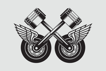 Wings of Speed Racing Engine Emblem Art vector