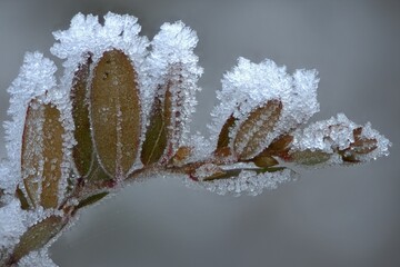 Chamaedaphne (Chamaedaphne calyculata), leaves with frost, Emsland, Lower Saxony, Germany, Europe