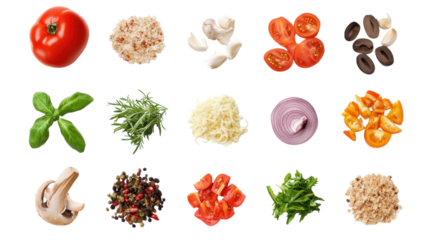 Fresh ingredients arranged for a vibrant cooking preparation in a kitchen setting