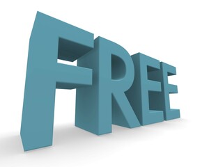 3d rendering of the word FREE, discount concept image on white