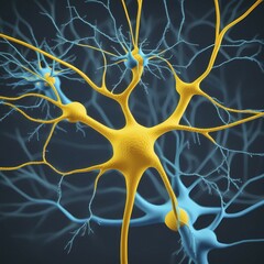 Nerve cells, nerve disease, nerve network, cancer cells, AI generated