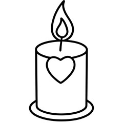 Simple Line Art Candle with Heart Motif