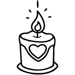 Simple Line Art Candle with Heart Motif