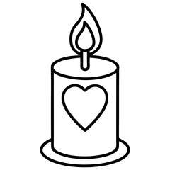 Simple Line Art Candle with Heart Motif
