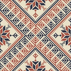 Seamless pattern design with traditional Palestinian embroidery motif