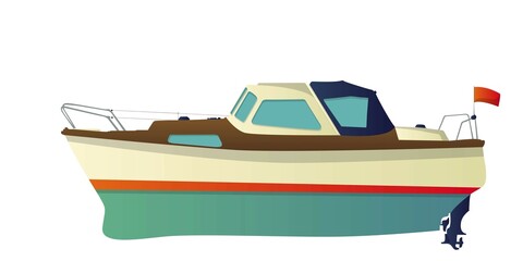 Vector speed boat, yacht over white background