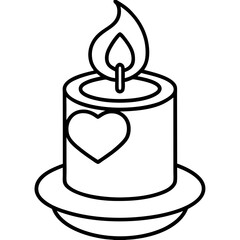 Simple Line Art Candle with Heart Motif