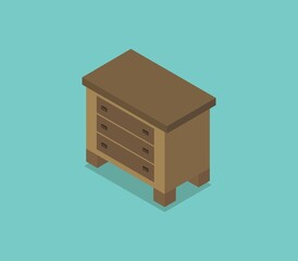 Bedside table isometric icon illustrated in vector on white background