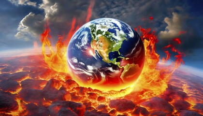 Symbolic image. Climate change, global warming, the environmental catastrophe caused by global warming, AI generated