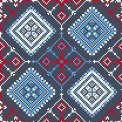 Fototapeta premium Decorative repeating pattern inspired by traditional Russian embroidery