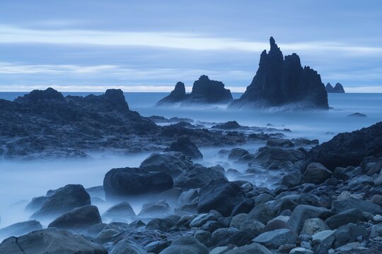 Rocky beach, Playa de Benijo, Taganana, Macizo de Anaga, Canary Islands, Tenerife, Spain, Europe