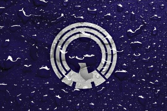 Flag of Mitaka with rain drops