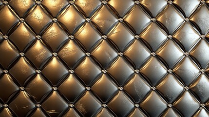 Premium metallic lattice design, woven diamond pattern transitioning from silver to gold finish, reflective surface with angled highlights, elegant quilted texture, professional product photography