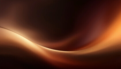 Abstract coffee and cinnamon color gradient ultraviolet blurred radiance soft texture on dark black background. Neon blur glow. Color light overlay. Copy space.