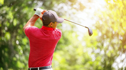 golf player putting golf ball into hole