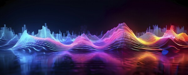 AI generated abstract art conveying sound waves and digital particles