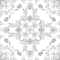 Hand drawn seamless floral pattern on a white background, vector textile template