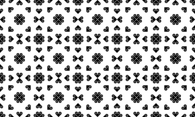 Vector illustration of Hmong ethnic pattern. Heart and spiral pattern combined. Black and white pattern. Use for printing fabric, clothing, wallpaper, background.