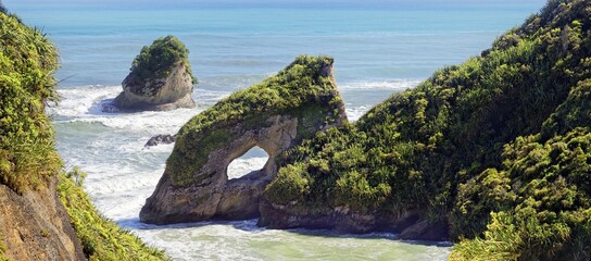 Ten Mile Arch at Greymouth Highway, Barrytown, West Coast, South Island, New Zealand, Oceania